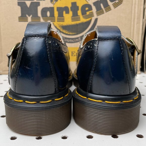 Vintage Dr. Martens Doc England Navy Blue Black Wingtip Mary Janes Sandals UK 6 - Picture 11 of 15